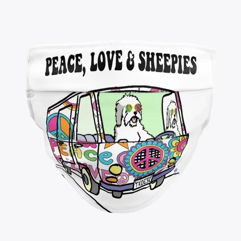 Peace Love and Sheepies Bus Face Gaiter